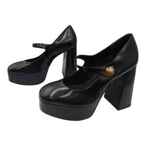 Larroude Emma Leather Block Heels Mary Jane Platform Pumps Shoes Black Size 7